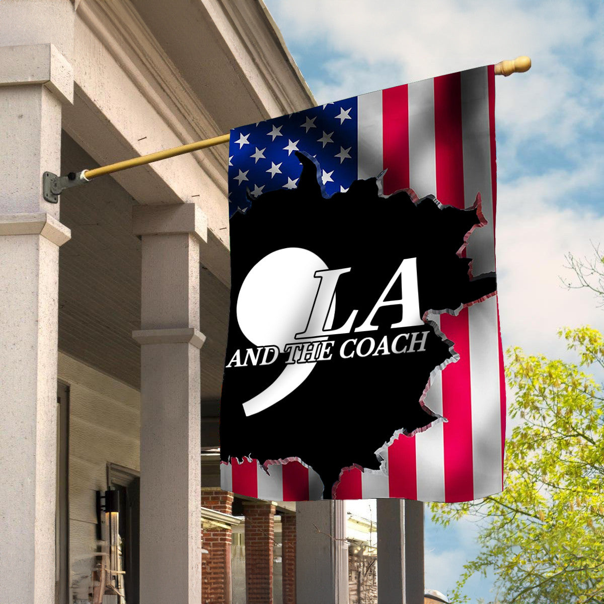 ,La Comma La And The Coach Flag American Flag Harris Walz Merch Patriotic Decor