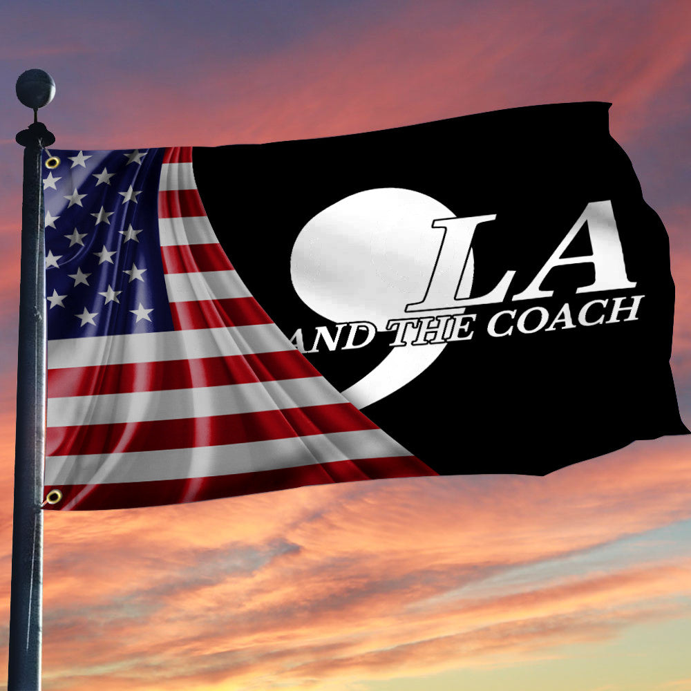 ,La Comma La And The Coach Flag American Flag Vote For Harris Walz 2024 Supporters Gifts