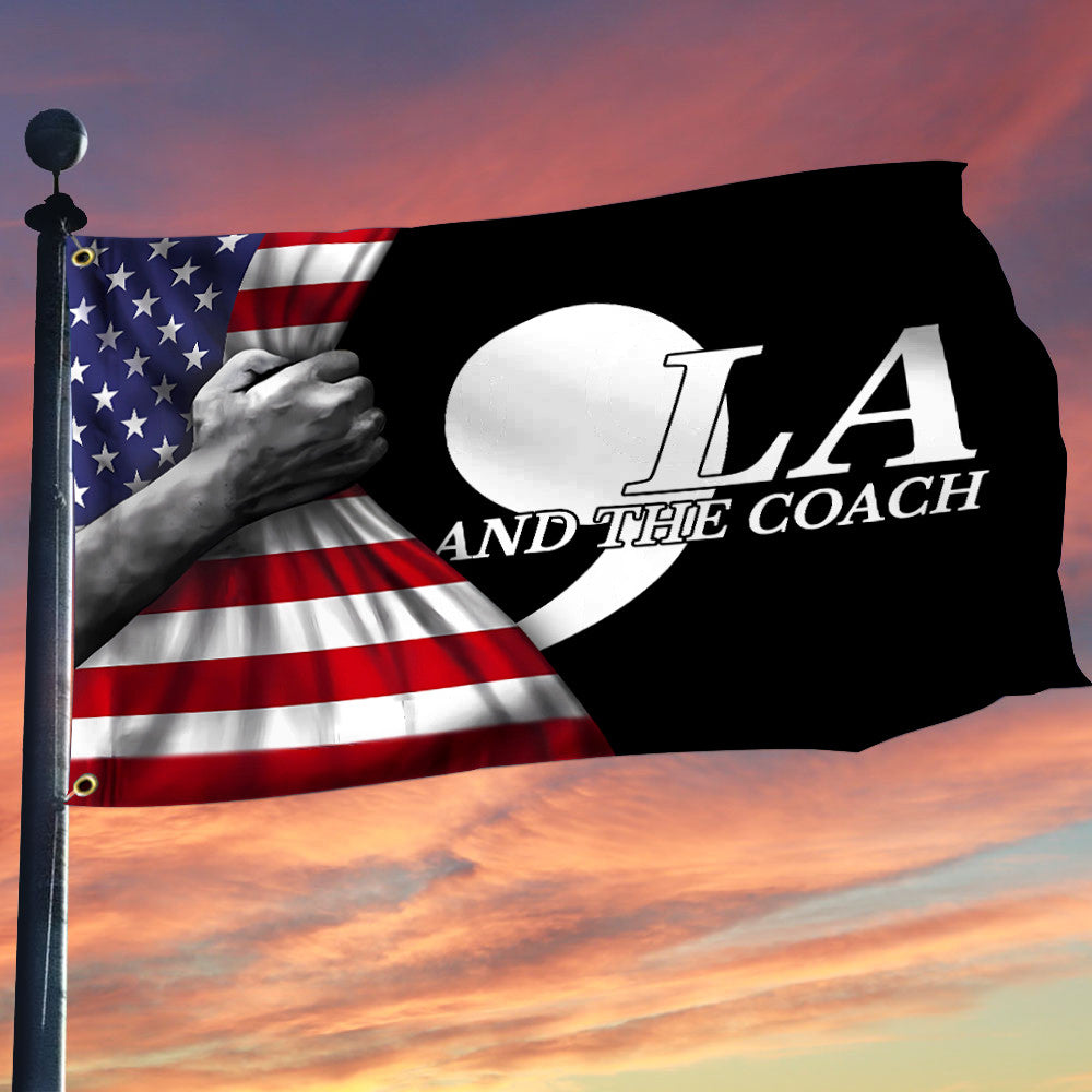 ,La Comma La And The Coach Flag Inside American Flag Vote For Harris Walz 2024 Political Merch