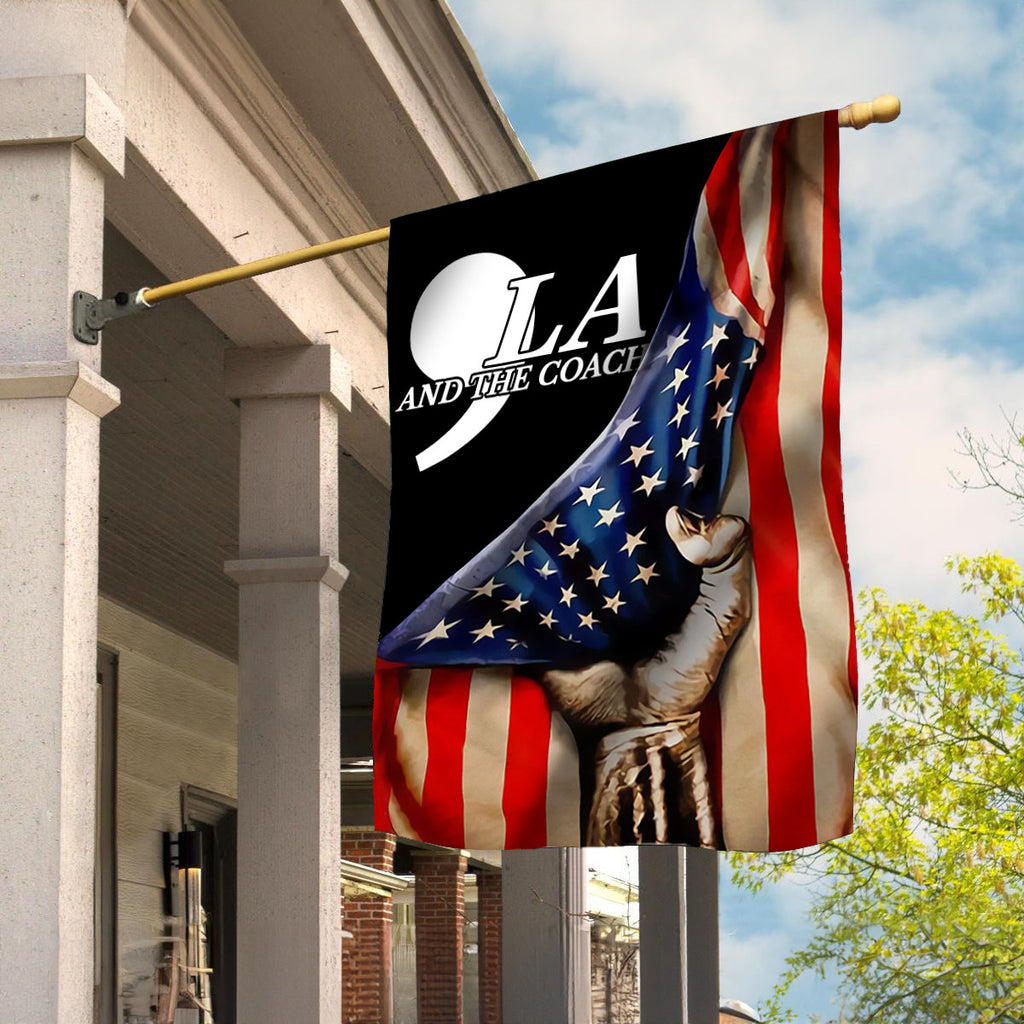 ,La Comma La And The Coach Flag Inside American Flag Vote For Harris Walz Merch